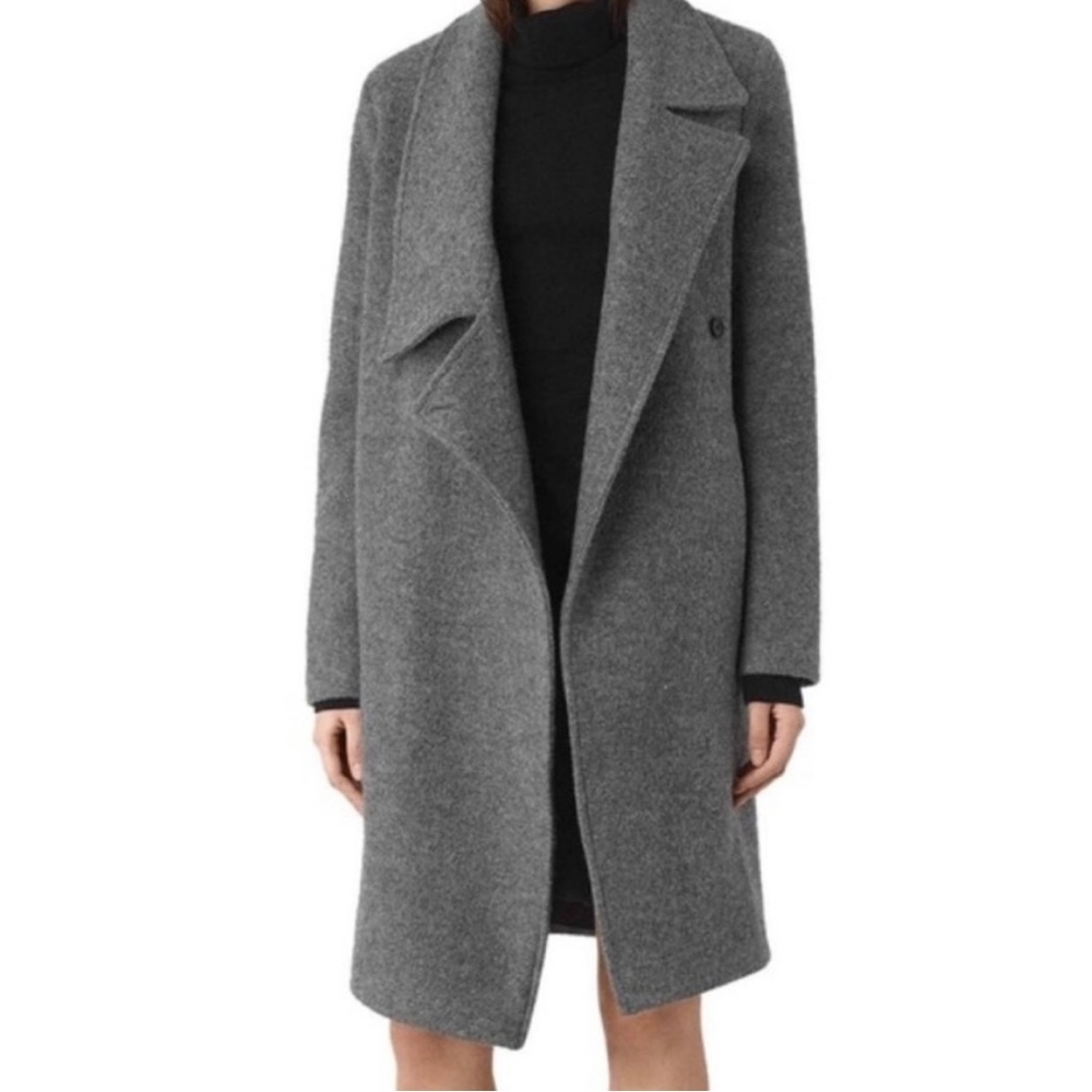 All Saints Ellis Asymmetric Wool Coat